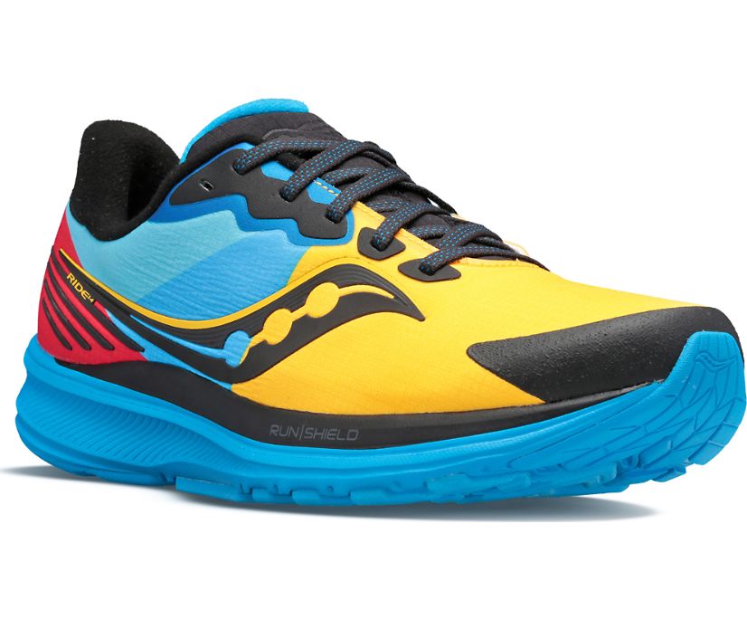 Women's Saucony Ride 14 Runshield Running Shoes Blue / Red / Yellow | Singapore 199JPQJ